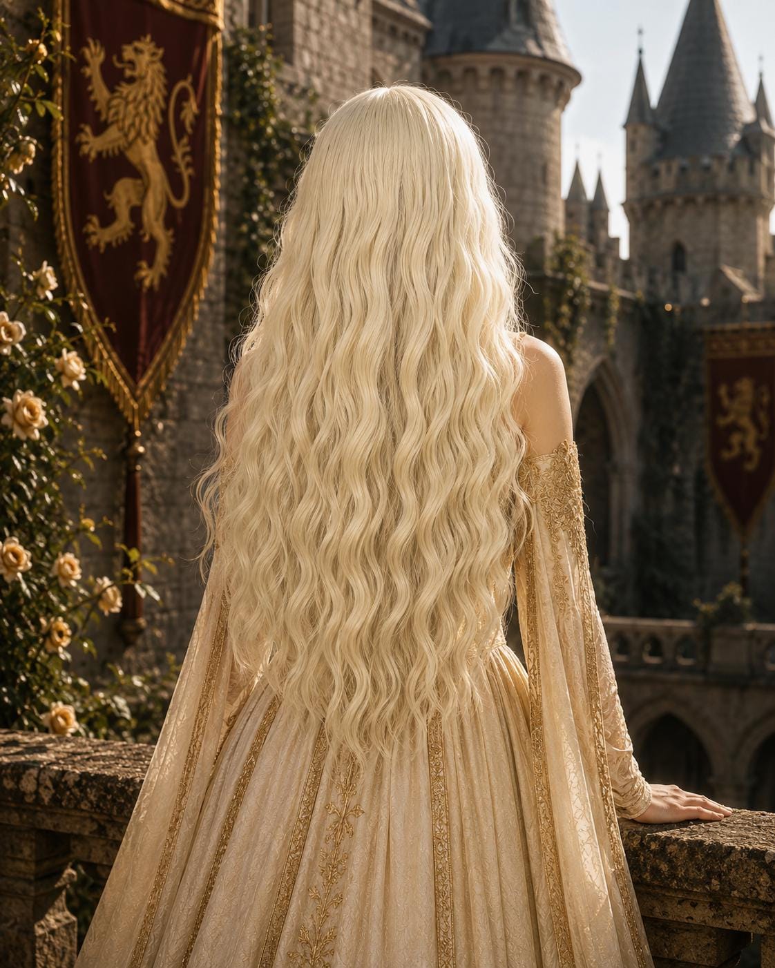 Lioness Queen | Long Platinum Blonde Medieval Fantasy Wig