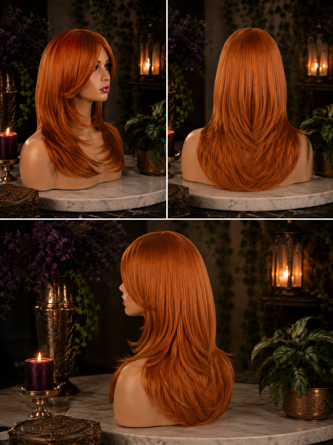 Ember - Copper Orange Wig – Long Layers with Face-Framing Bangs