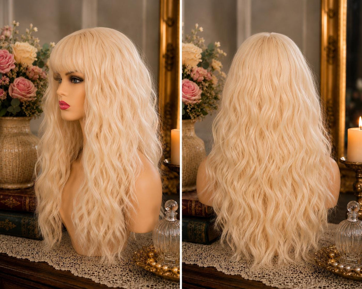 Pop Star | Buttery Blonde Wavy Wig with Bangs