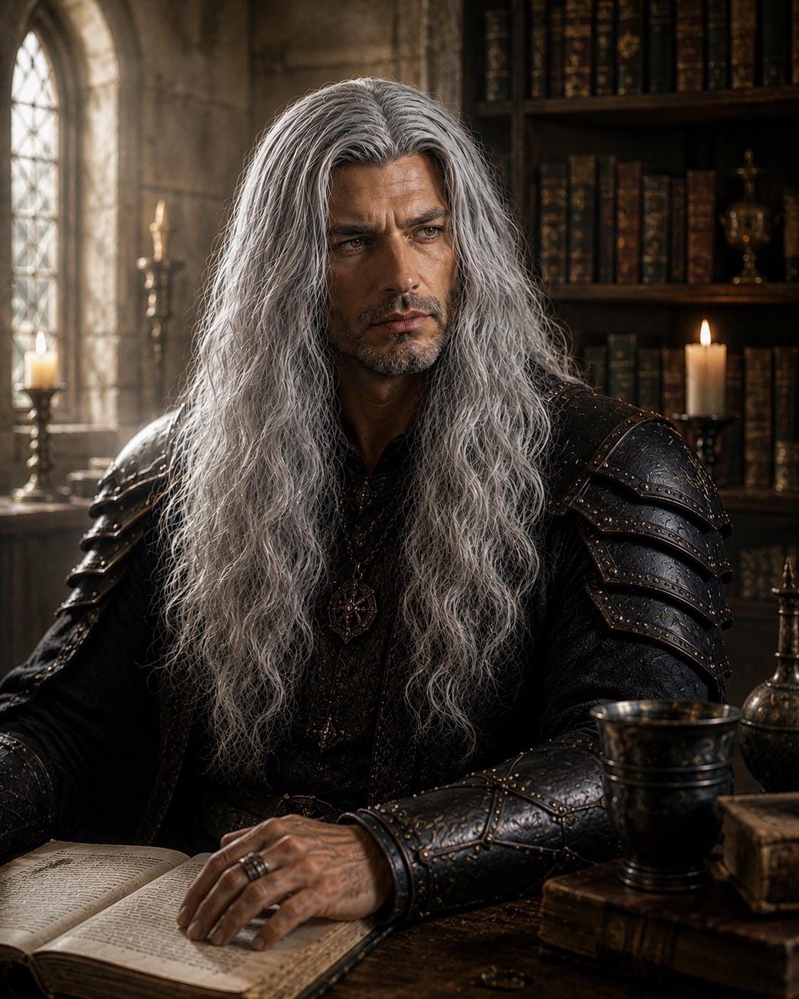 Vaelor | Long Silver Men's Fantasy Wig