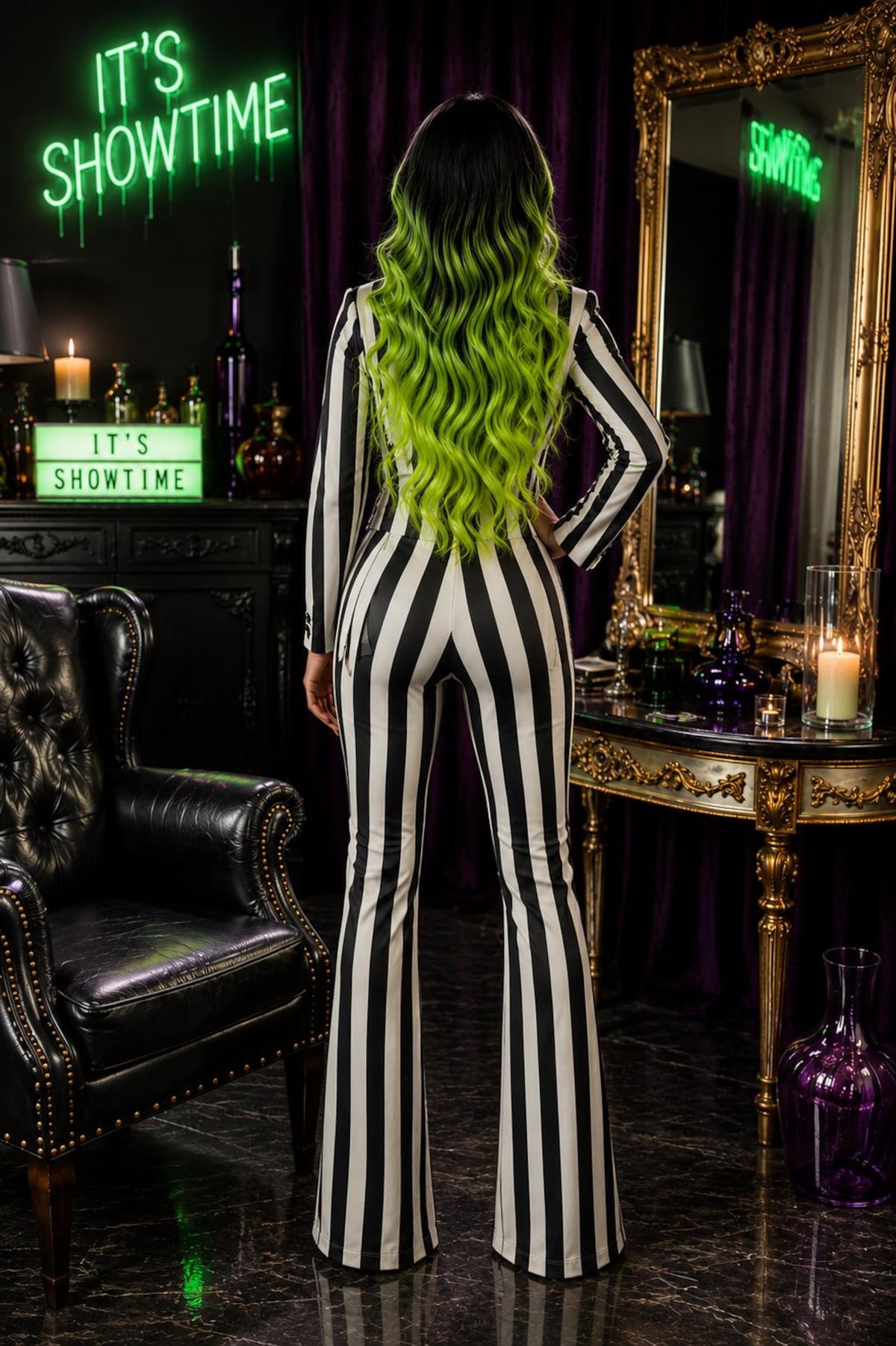 Venomette | Black & Neon Green Ombre Villain Era Wig