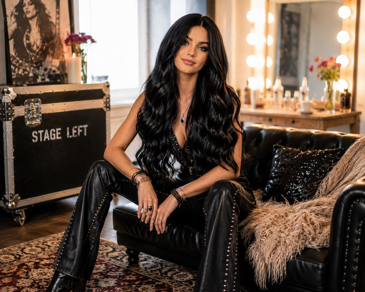 Turning Time | Long Black Wavy 70s Glam Wig