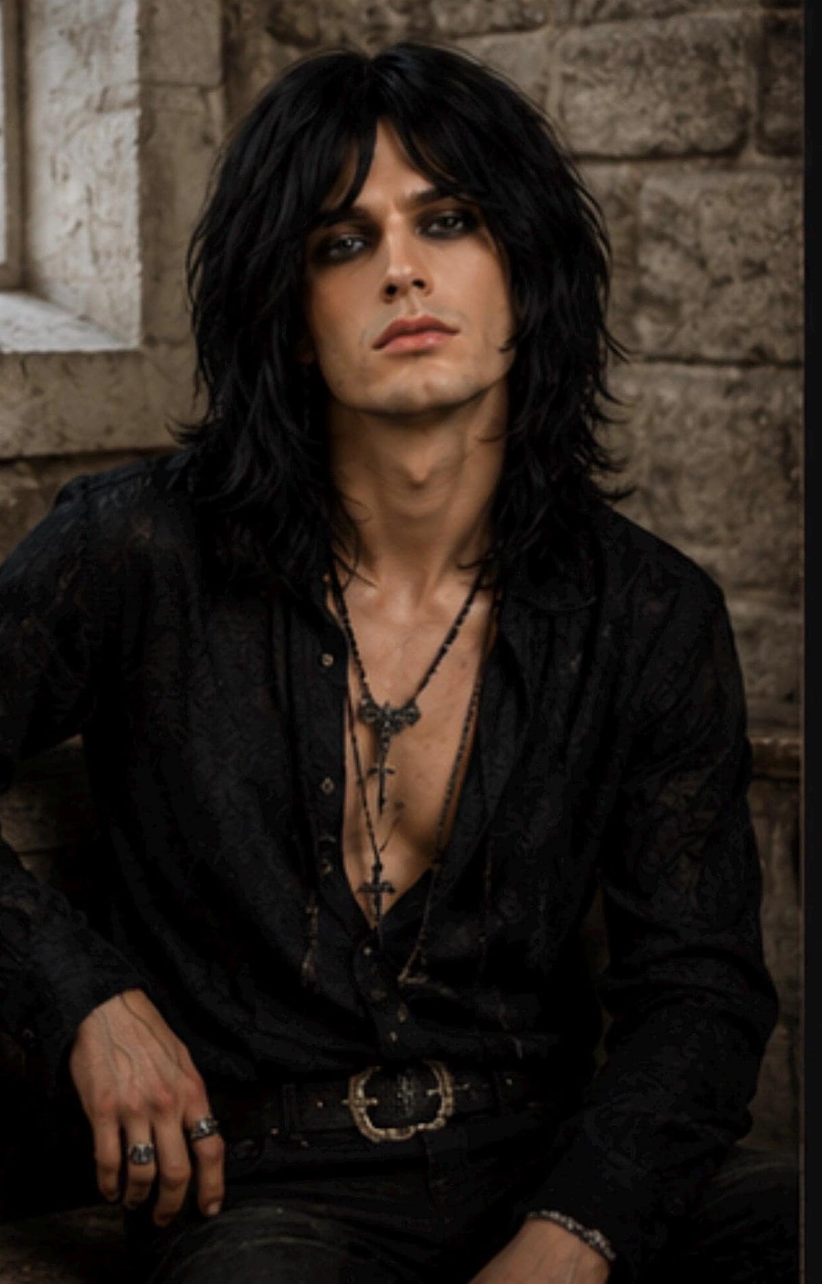 Sabbath | Black Layered Shag 70s Rocker Wig
