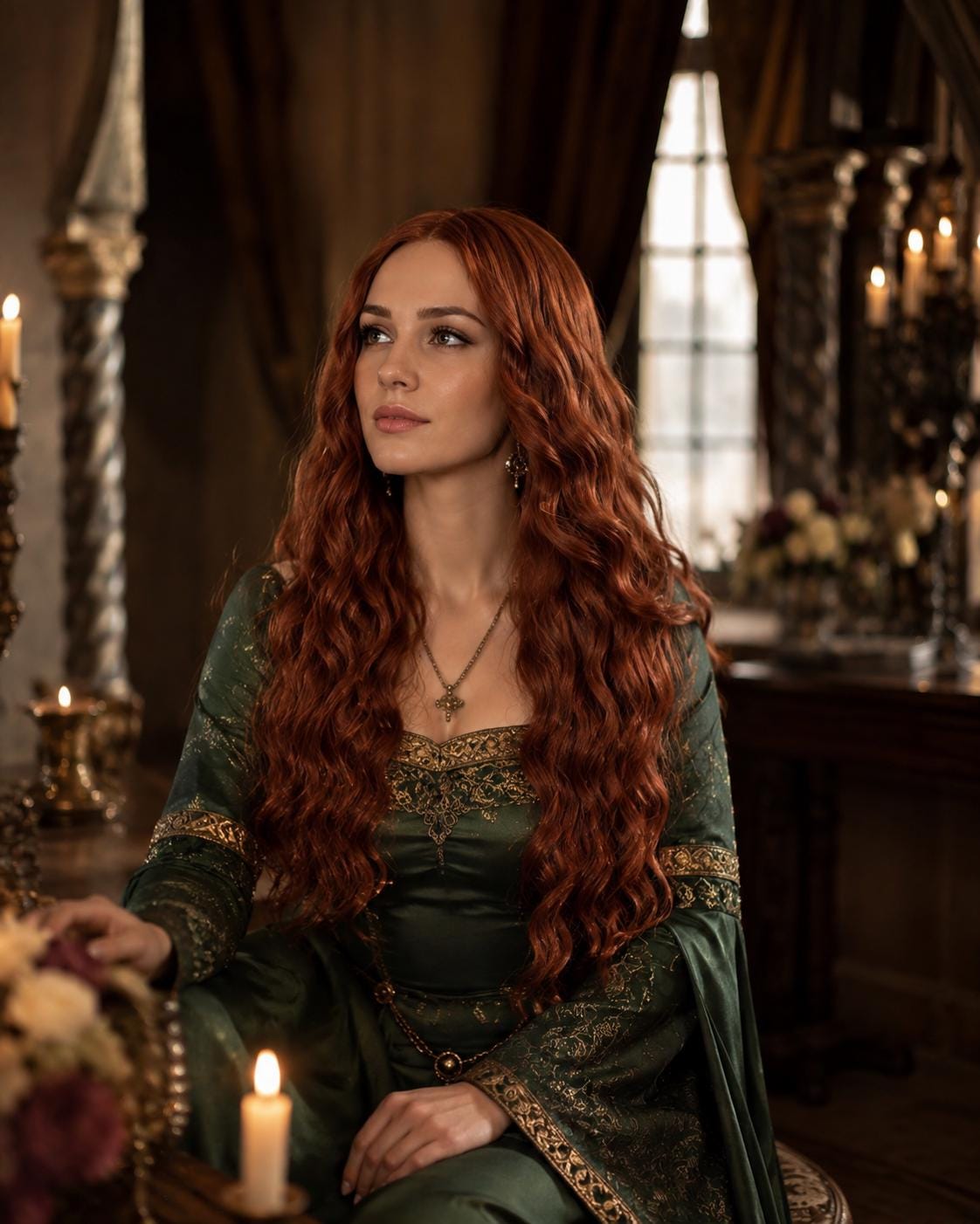 Highborn Lady Wig | Long Auburn Medieval Fantasy Wig