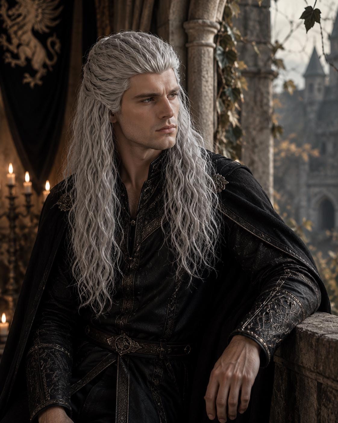 Aurelian | Long Silver Half-Up Dragon Prince Fantasy Wig