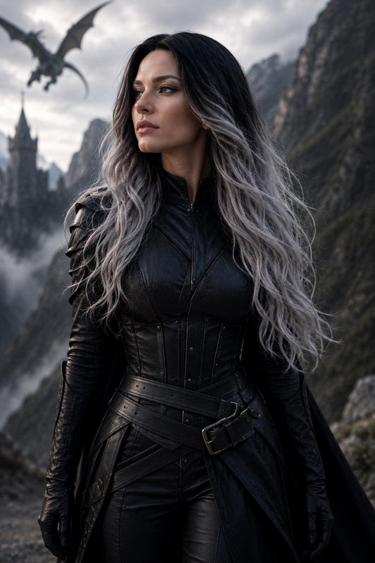 Dragon Rider | Black to Silver Ombre Fantasy Wig
