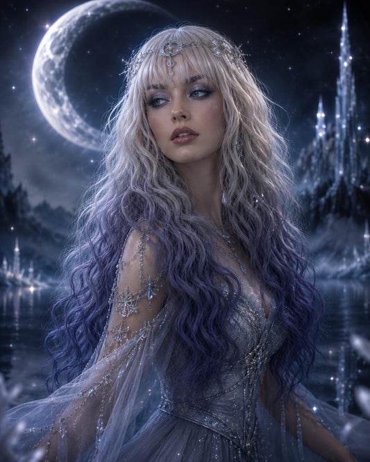 Moonmist | Silver Blue Ombre Wig with Bangs
