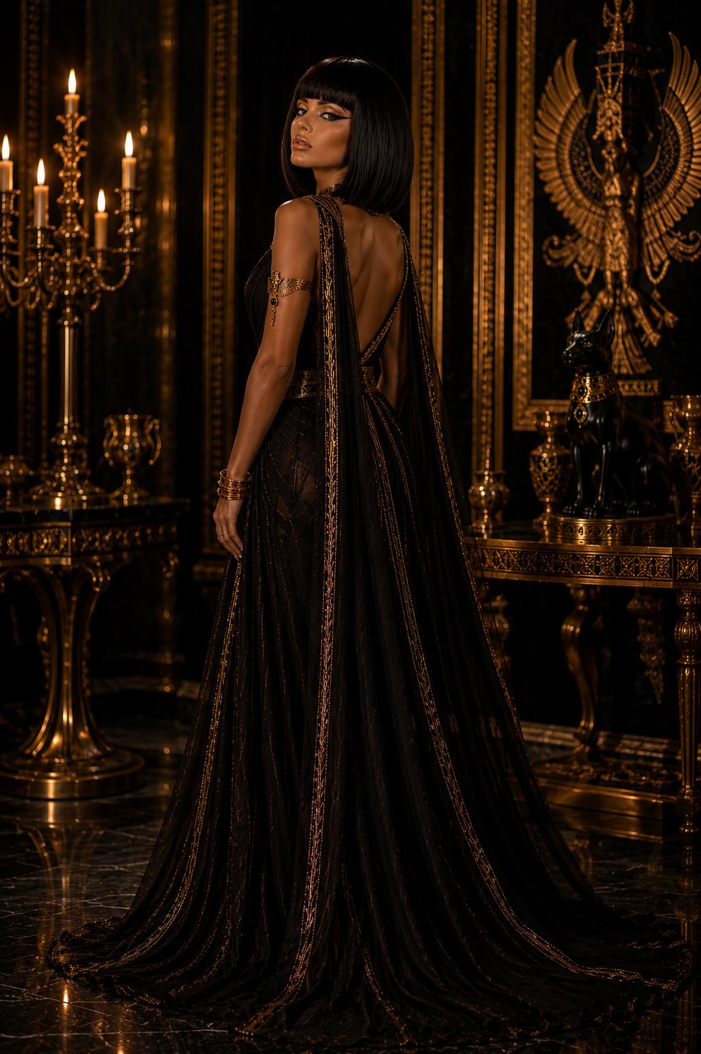 Cleo | Sleek Black Bob Egyptian Queen Wig