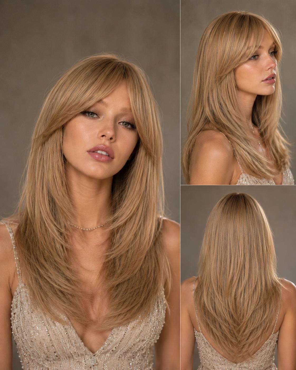 August | Long Champagne Blonde Layered Soft Glam Wig