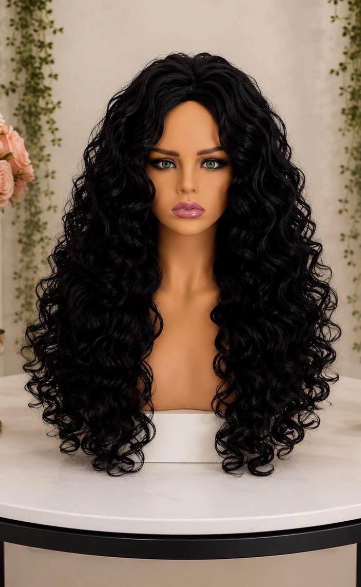Black Tide Queen | Long Black Curly Gothic Wig