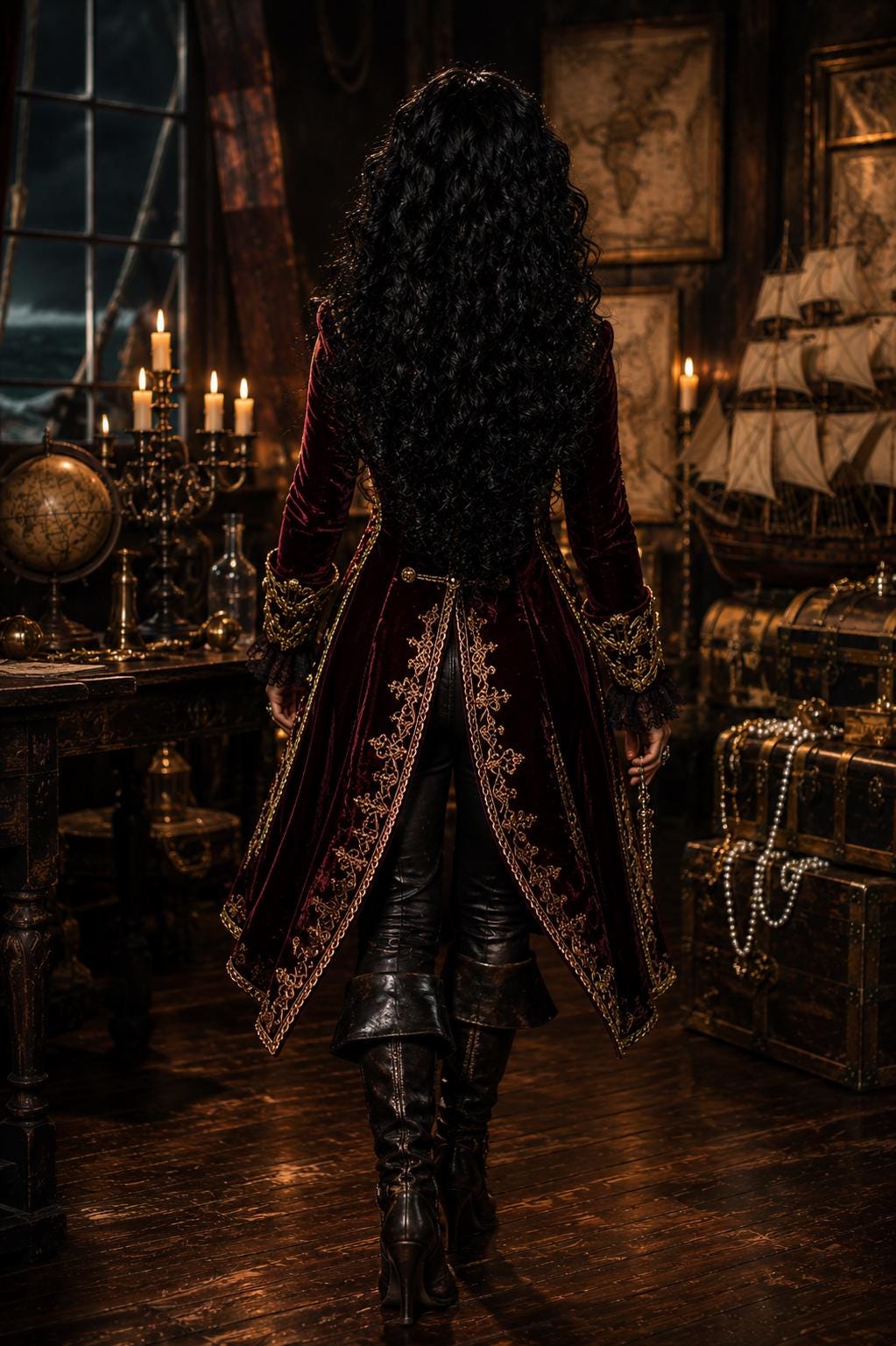 Black Tide Queen | Long Black Curly Gothic Wig