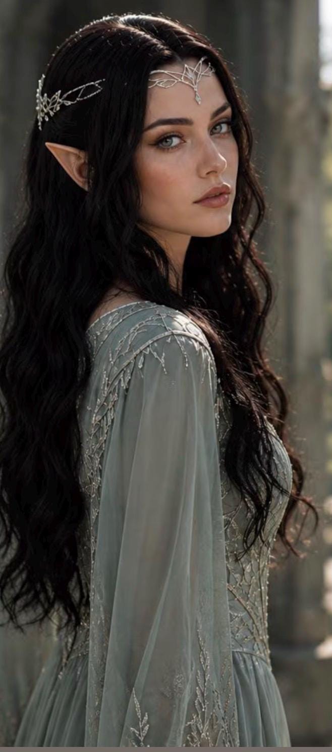Elven | Long Dark Brown Wavy Medieval Fantasy Wig