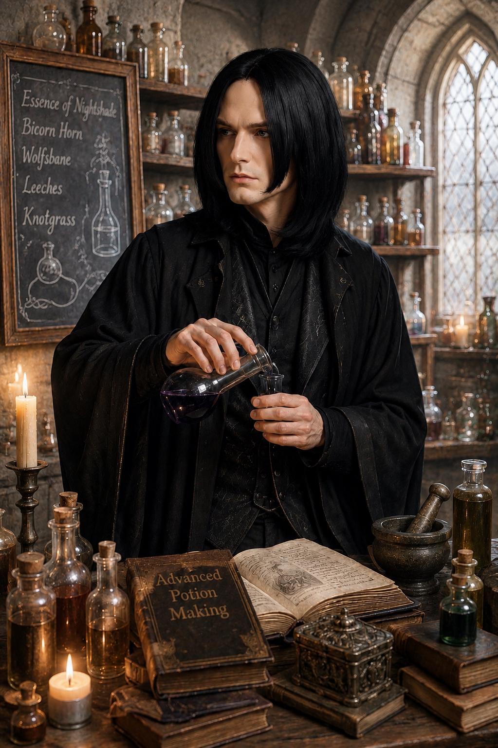 Potions Master | Black Shoulder Length Men's Fantasy Wig