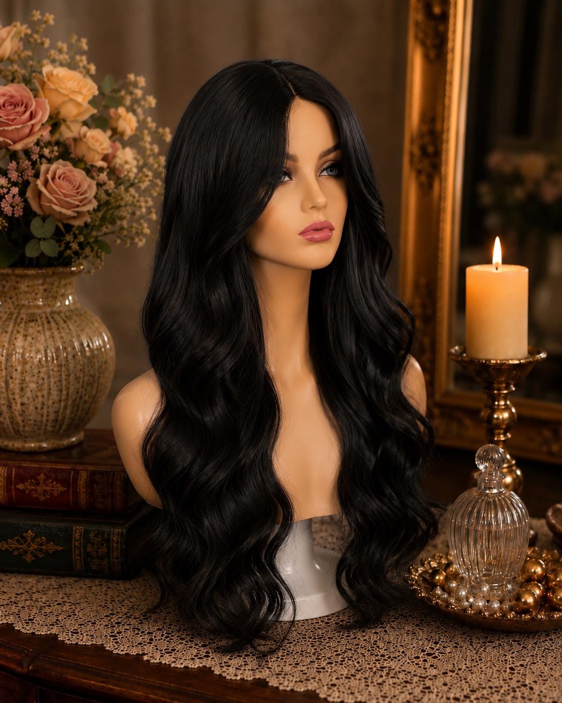 Turning Time | Long Black Wavy 70s Glam Wig