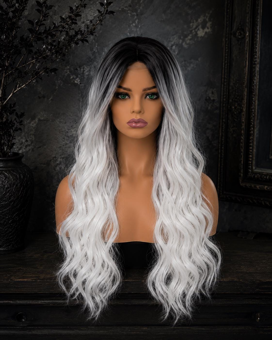Stormborn | Black to White Ombre Long Wavy Wig