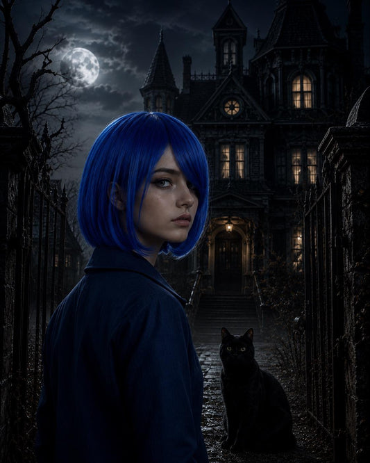 Blue Hollow | Electric Blue Dark Fantasy Bob Wig
