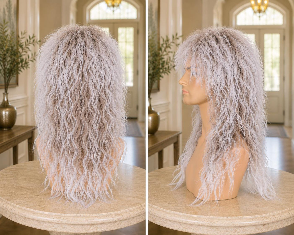 Rebel Yell | Platinum Blonde 80s Glam Rock Mullet Wig