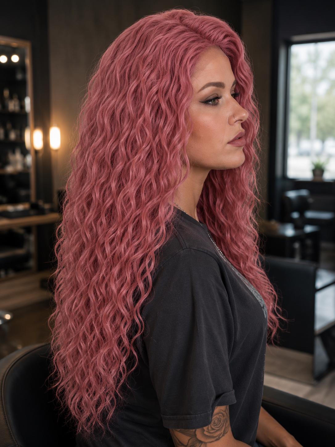 Rosalie | Dusty Rose Mermaid Waves Wig