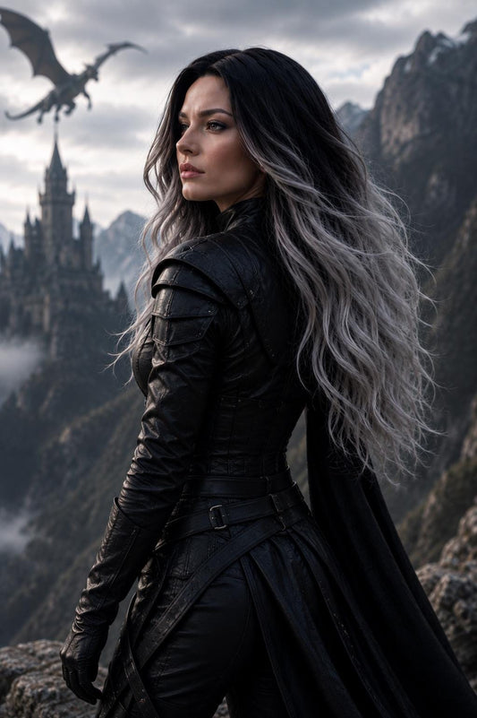 Dragon Rider | Black to Silver Ombre Fantasy Wig