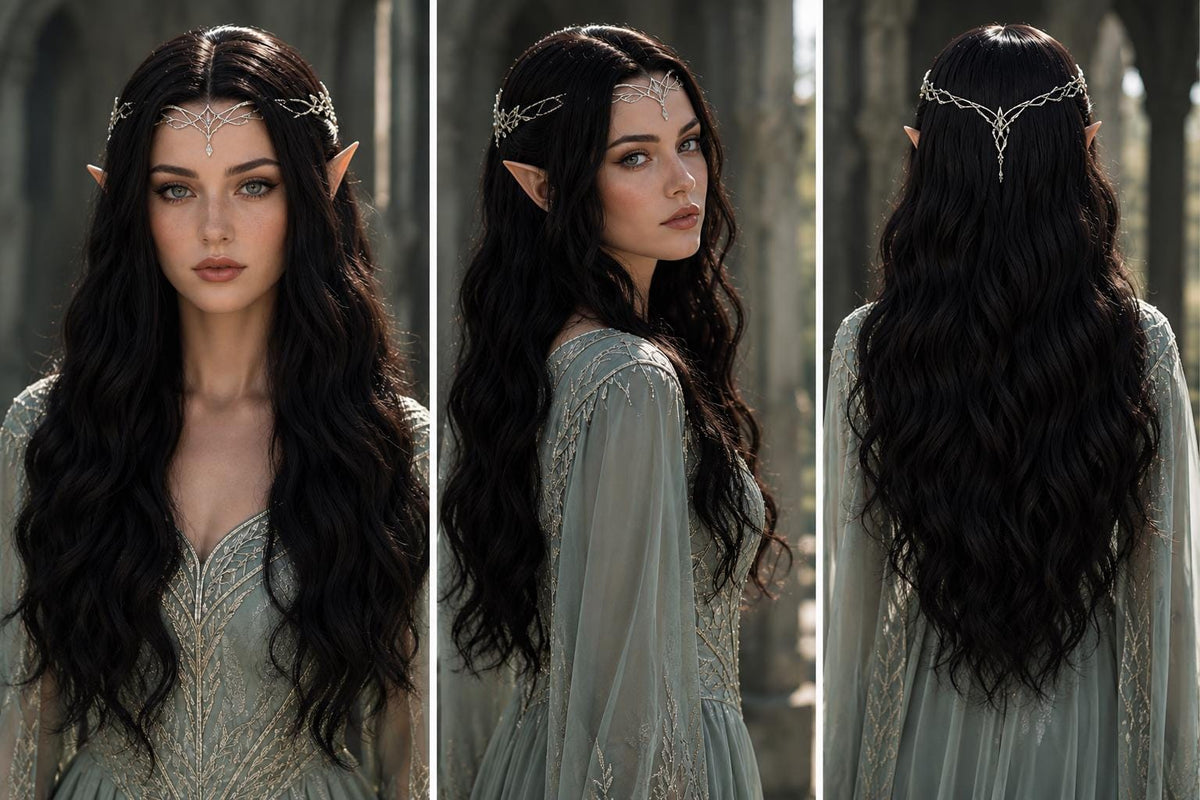 Elven | Long Dark Brown Wavy Medieval Fantasy Wig