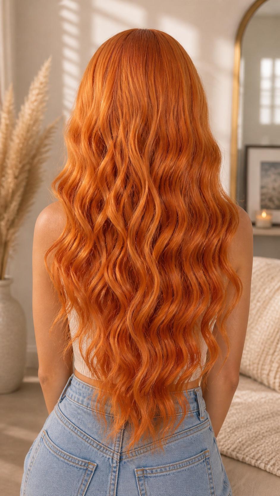 Delysia | Long Ginger Copper Wavy Wig