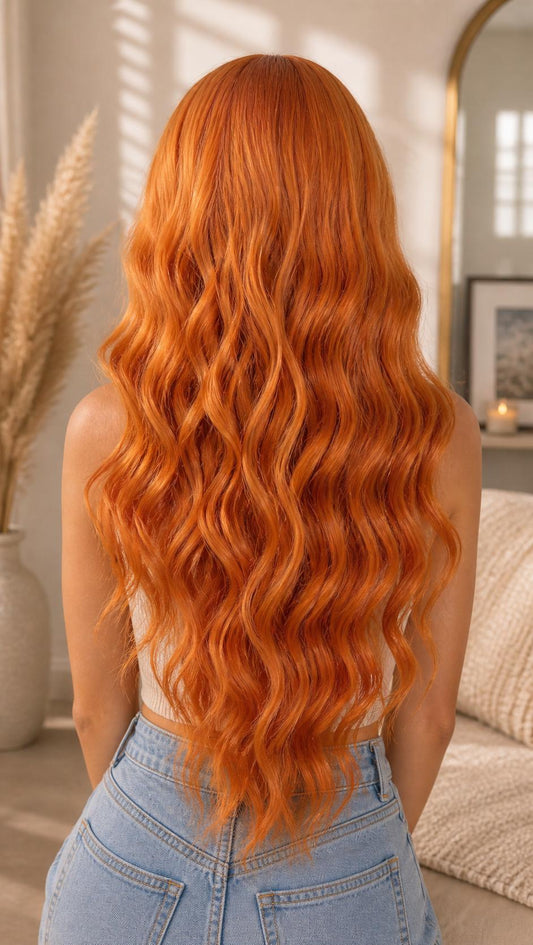 Delysia | Long Ginger Copper Wavy Wig