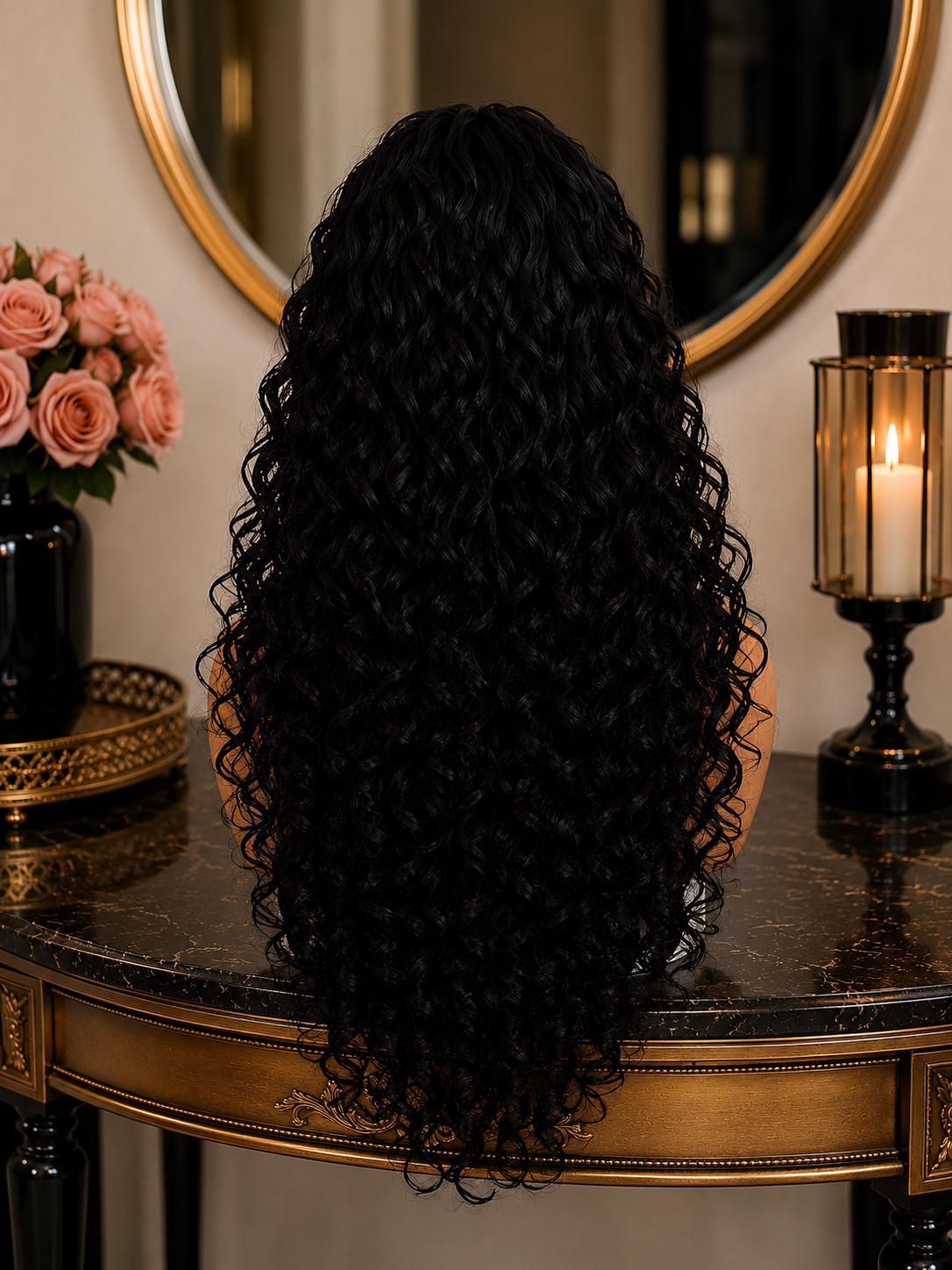 Mother of Midnight | Long Black Curly Witch Wig