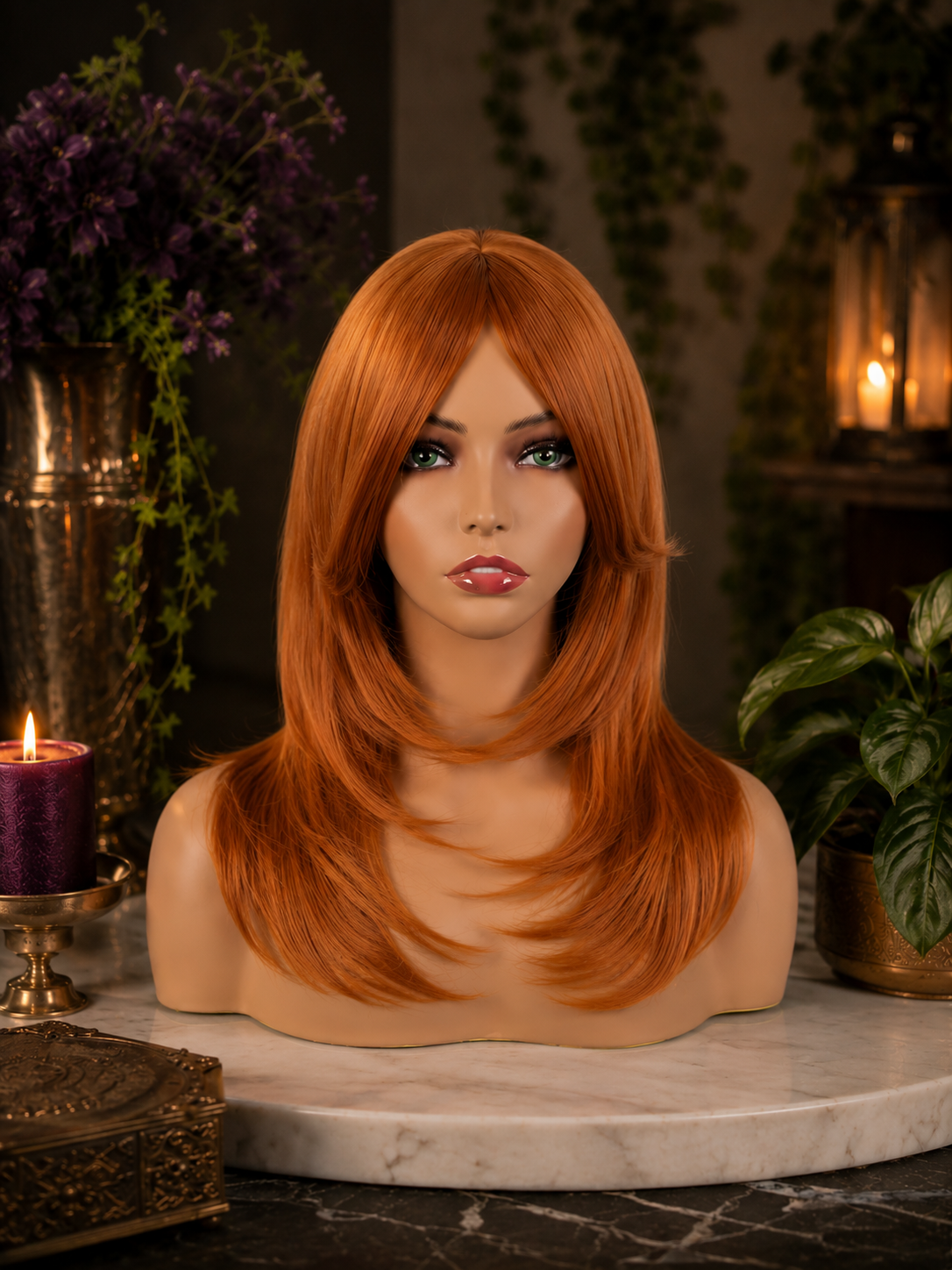 Ember - Copper Orange Wig – Long Layers with Face-Framing Bangs
