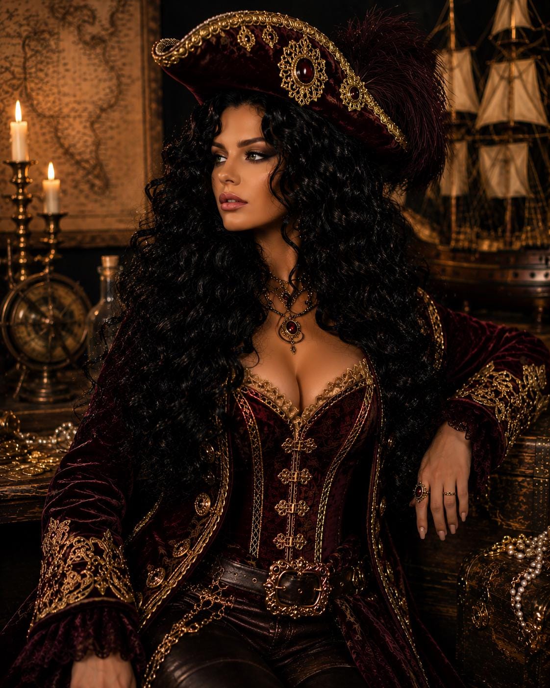 Black Tide Queen | Long Black Curly Gothic Wig