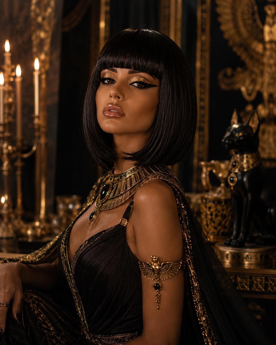 Cleo | Sleek Black Bob Egyptian Queen Wig