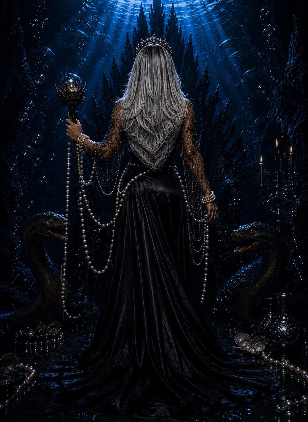 Siren Veil | Silver Sea Witch Waves Synthetic Wig