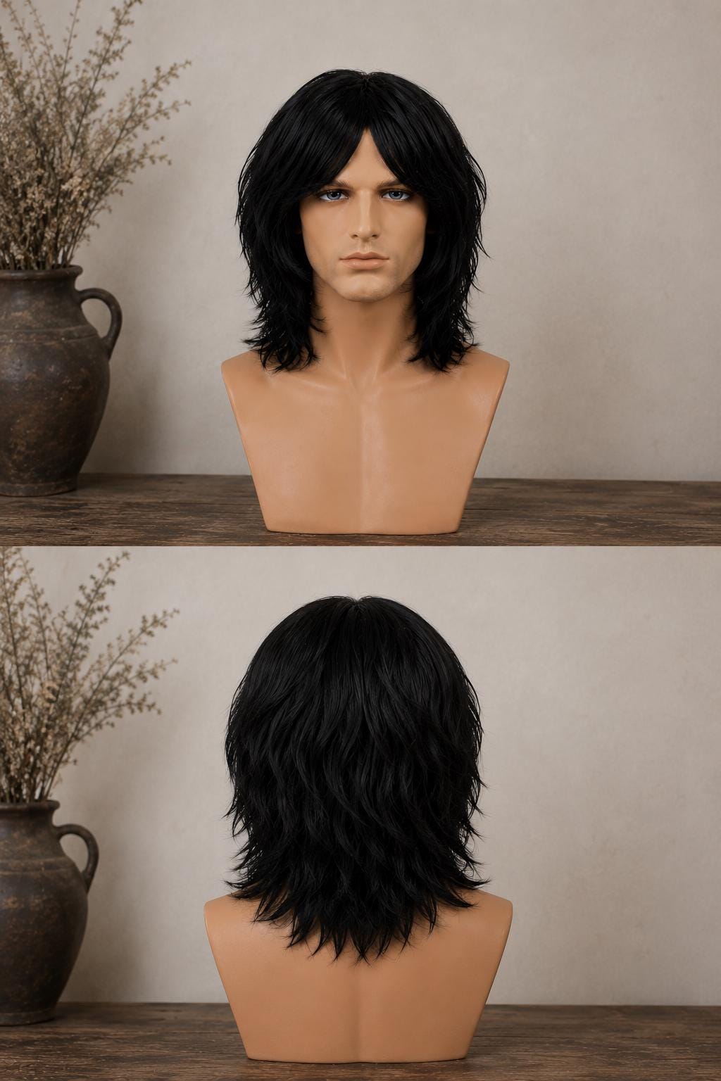 Sabbath | Black Layered Shag 70s Rocker Wig