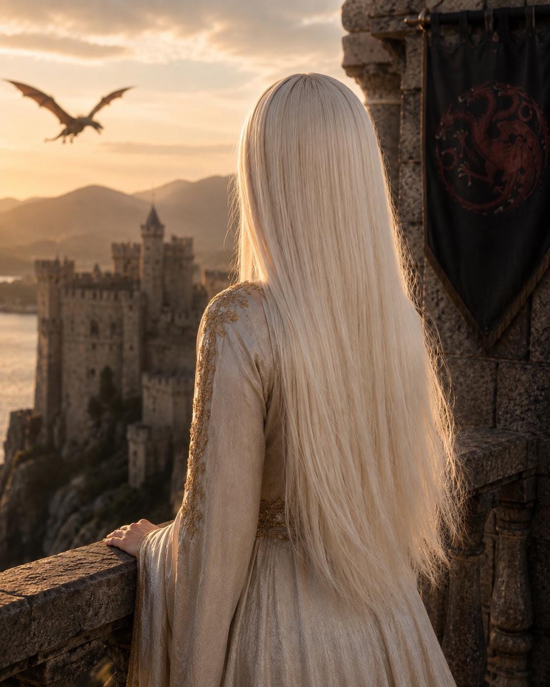 Ilyssa | Platinum White Dragon Queen Fantasy Wig