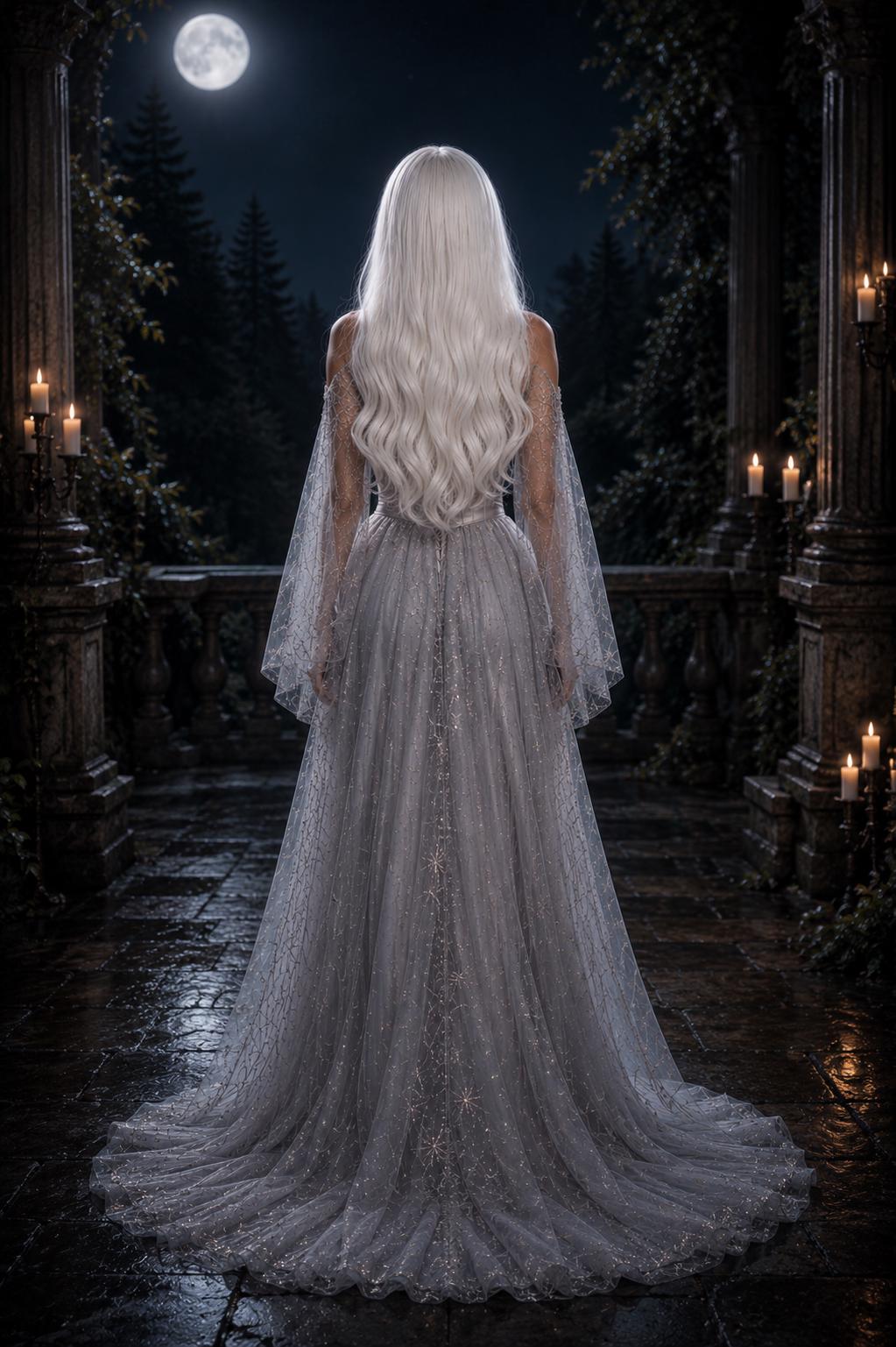Selene | Long Silver Ice Queen Fantasy Wig