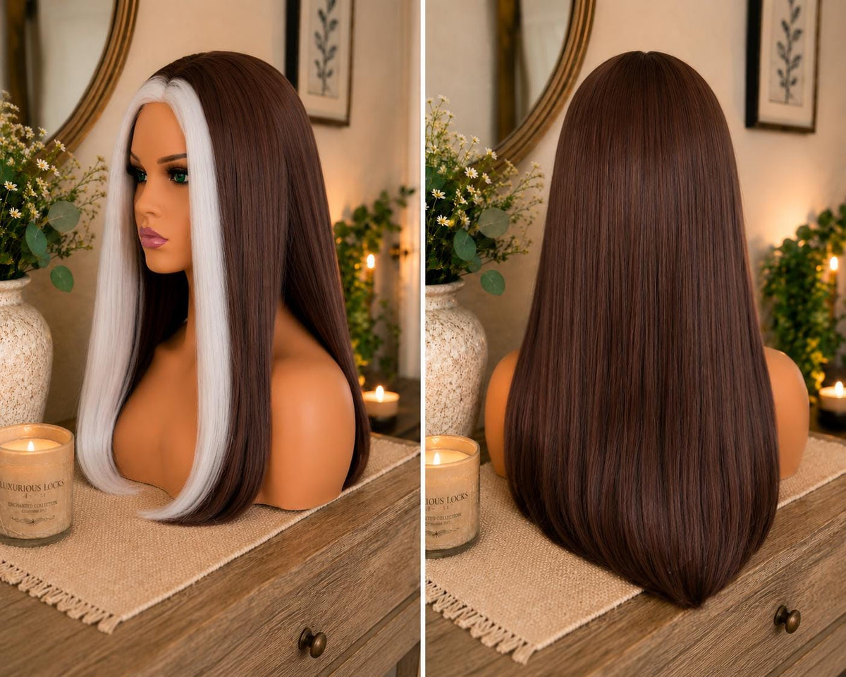Southern Storm | Brown & White Streaked Wig
