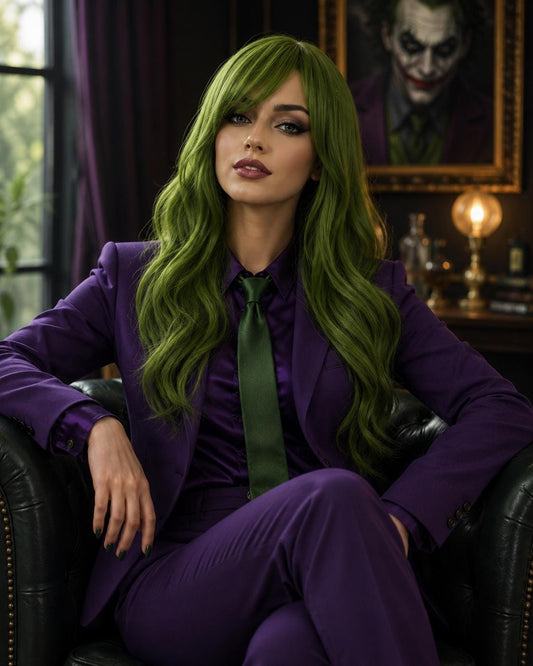 Riot | Olive Green Long Wavy Wig