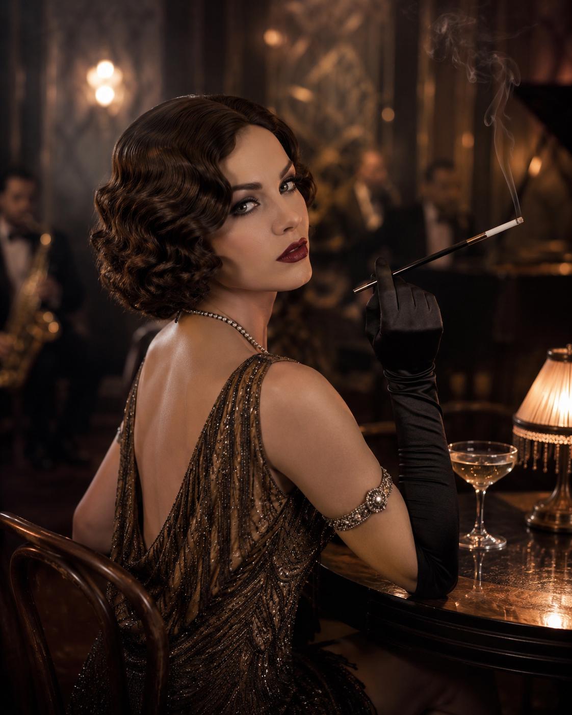 Josephine | Brunette 1920s Finger Wave Bob Wig