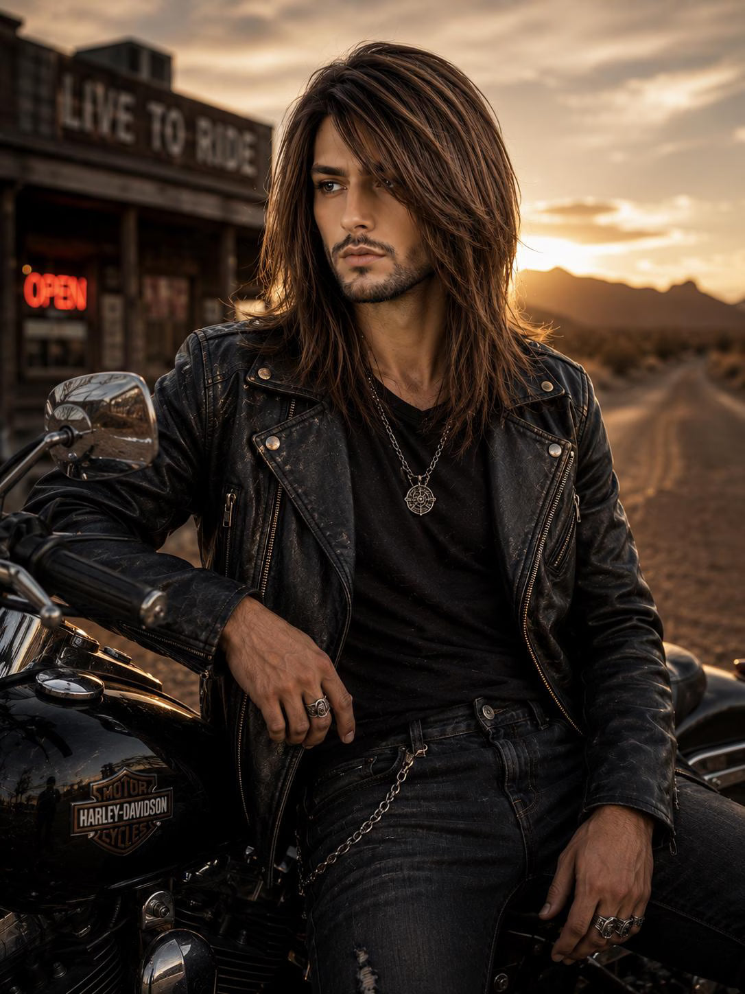 Colt | Men's Layered Medium Brown Rockstar Wig