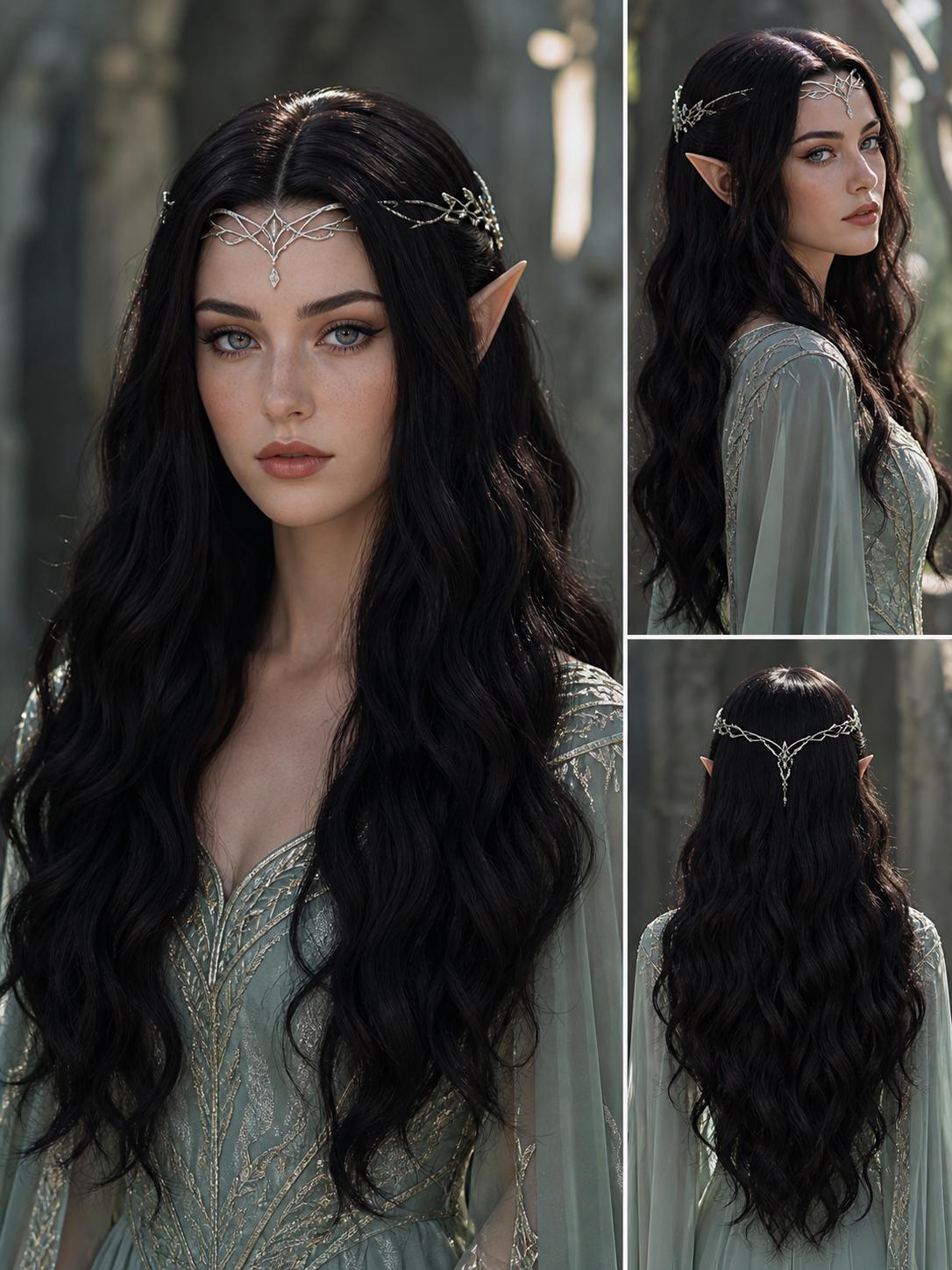 Elven | Long Dark Brown Wavy Medieval Fantasy Wig