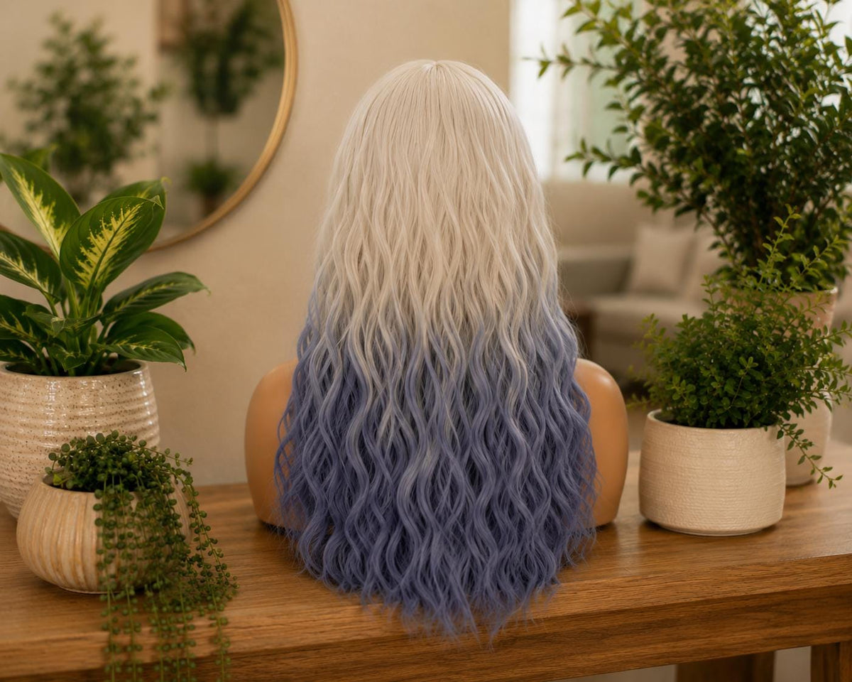 Moonmist | Silver Blue Ombre Wig with Bangs