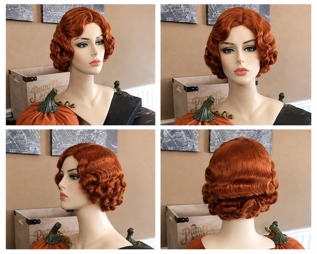 Ethel | Vintage Copper Finger Wave Bob Wig