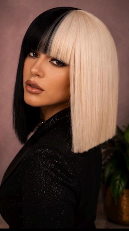 Split Decision | Black & Blonde Two-Tone Bob Wig