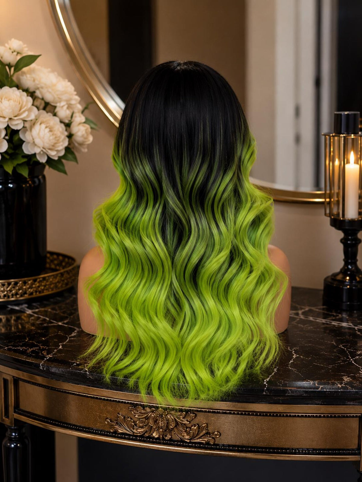 Venomette | Black & Neon Green Ombre Villain Era Wig
