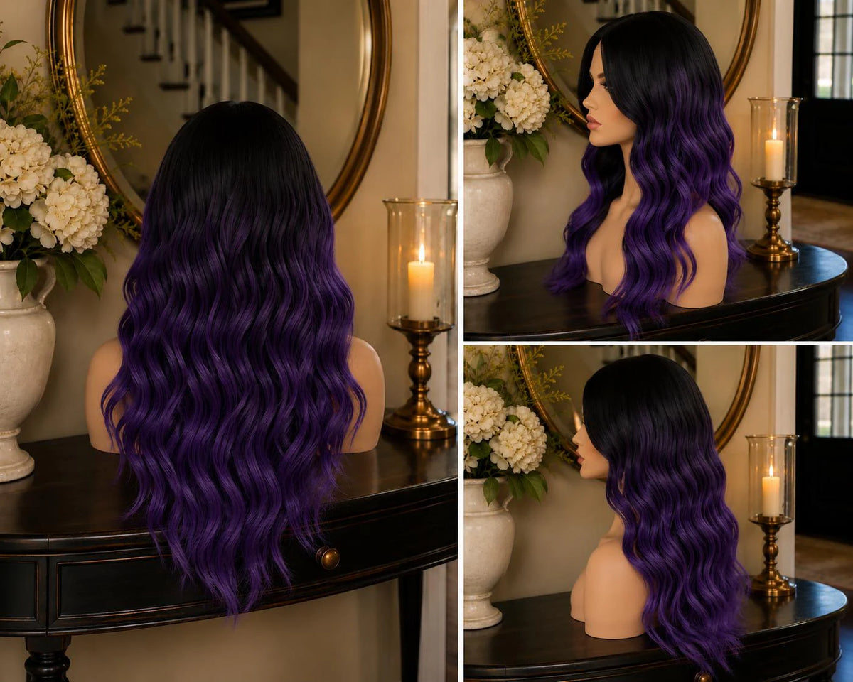 Poisoned Plum | Black & Purple Ombre Villain Wig